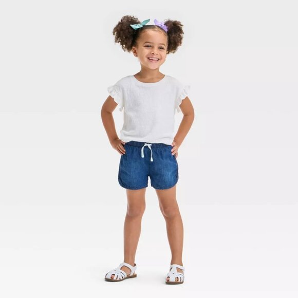 Toddler Girls' Denim Shorts - Cat & Jack 2T Dark Blue - Picture 5 of 5